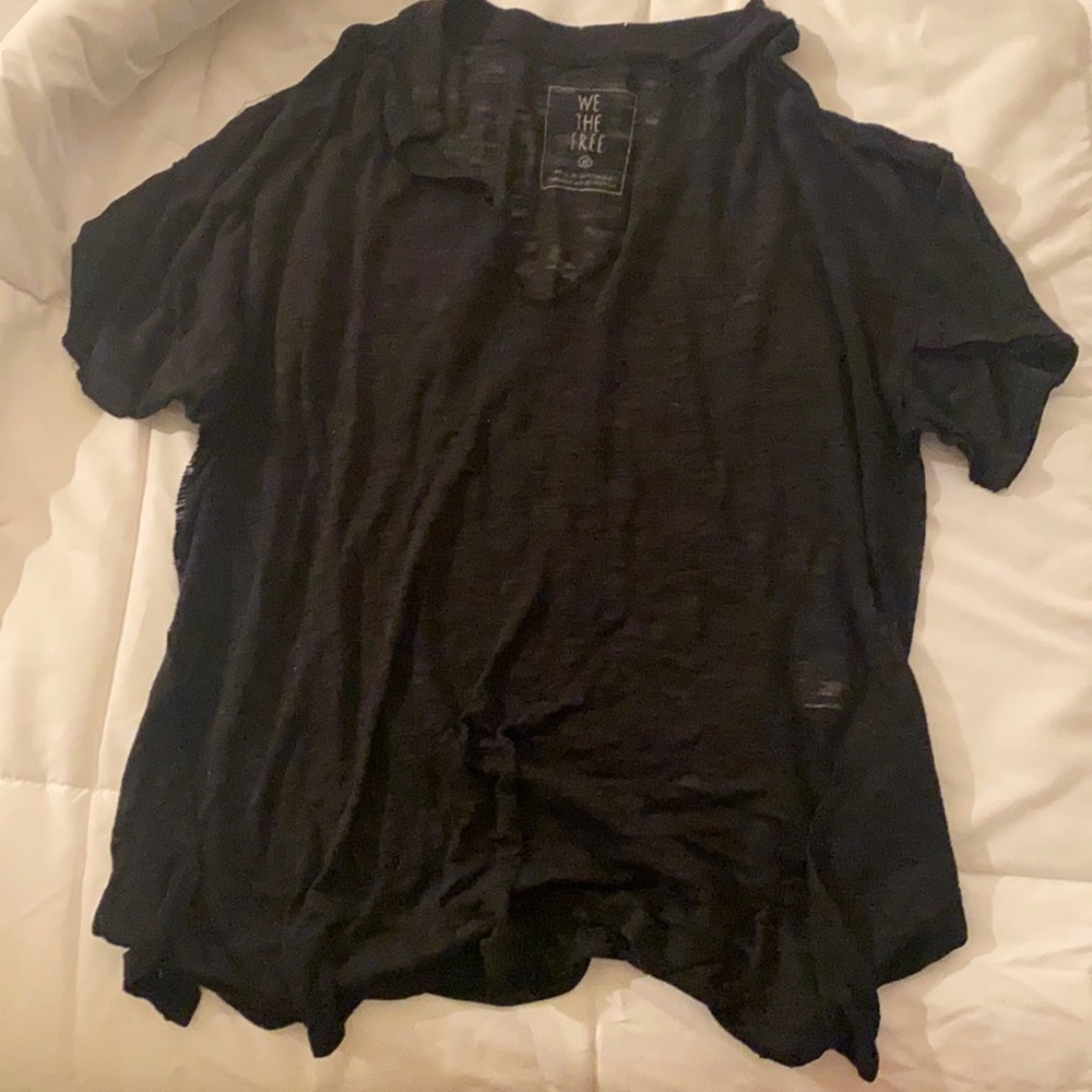 NWOT Free People Black Sheer Raglan Shirt